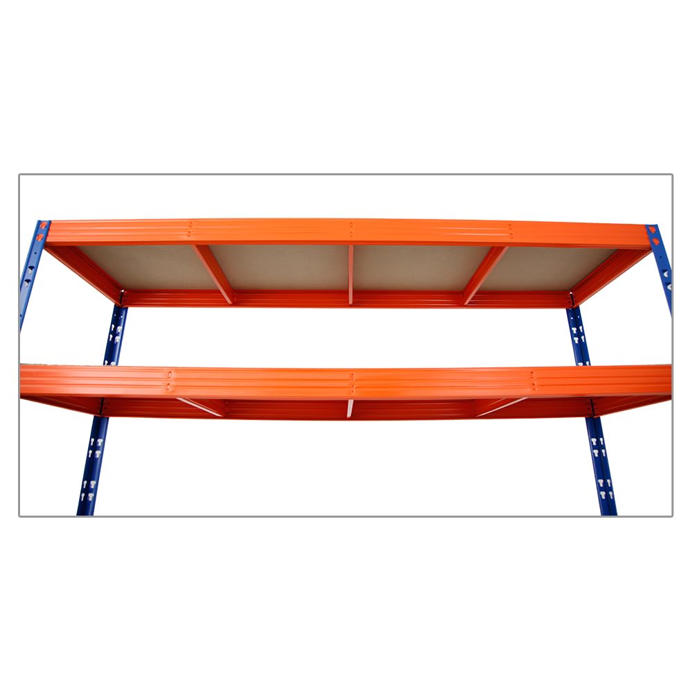 PROREGAL Profi Schwerlastregal Rhino EXTRA BREIT blau/orange HxBxT 180x200x60cm Fachlast 500kg 4X Spanplatten-Ebenen 8mm Garagenregal, Lagerregal, Steckregal, Weitspannregal