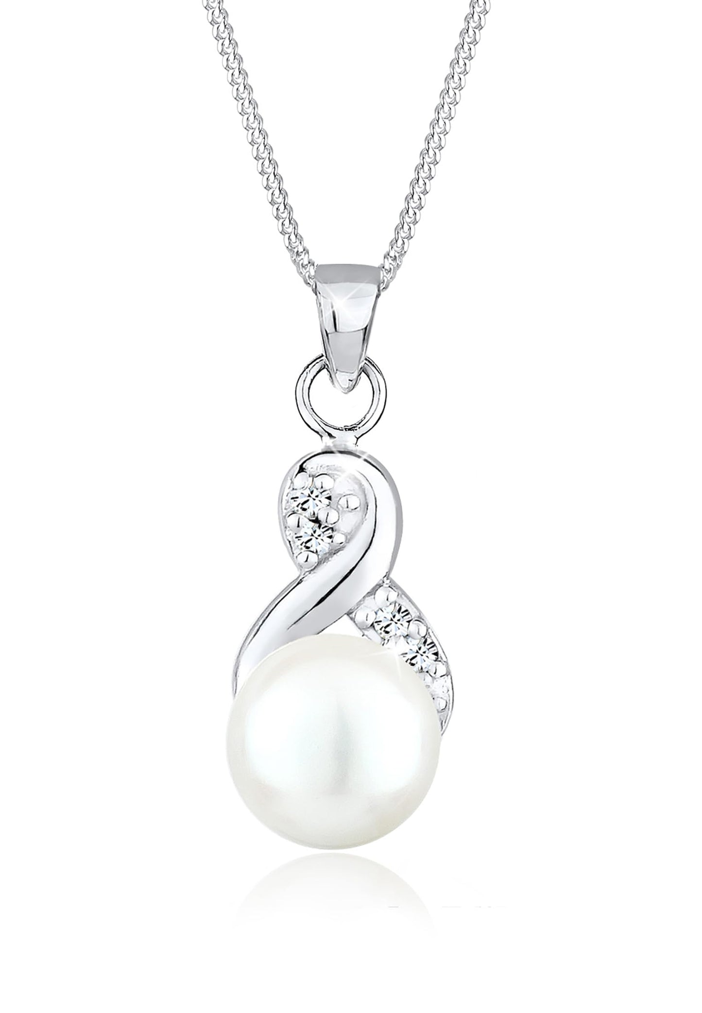 Elli Halskette Damen Infinity Elegant mit Süßwasserzuchtperle und Kristallen in 925 Sterling Silber