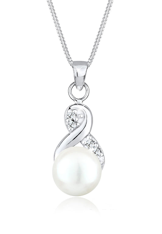 Elli Halskette Damen Infinity Elegant mit Süßwasserzuchtperle und Kristallen in 925 Sterling Silber