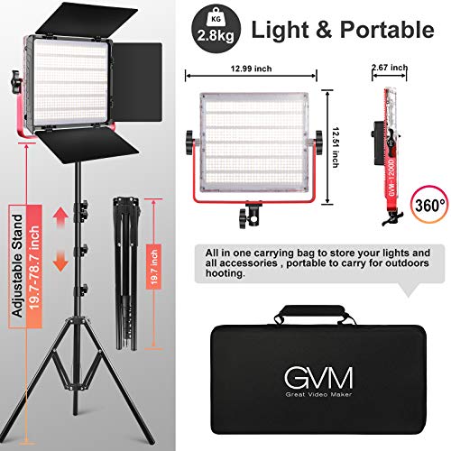 GVM 1200D RGB LED Videoleuchte mit Softbox, APP-Steuerung 3200K–5600K LED Videobeleuchtung, 360° Vol
