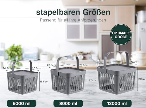 uandu Kartoffel Aufbewahrungsbox Küche, Zwiebeln, Knoblauch Aufbewahrung, Korb für Spielzeug, Wäschekorb, Regal Korb, Aufbewahrungskorb für Bad, Vorratskorb, Küchen Aufbewahrung & Organizer -Anthrazit