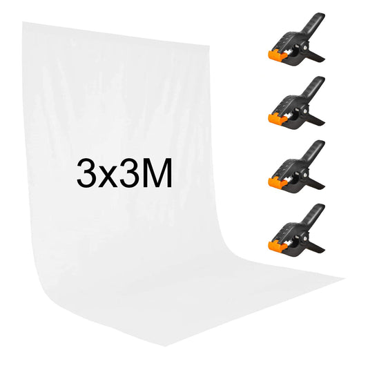 Hintergrund Fotografie Weiß, 3x3m/9.8x9.8ft Anti-Falten White Fotowand Hintergrund Polyester Faltbare Hintergrundstoff für Hintergrundsystem Photo Fotografie Videoaufnahme