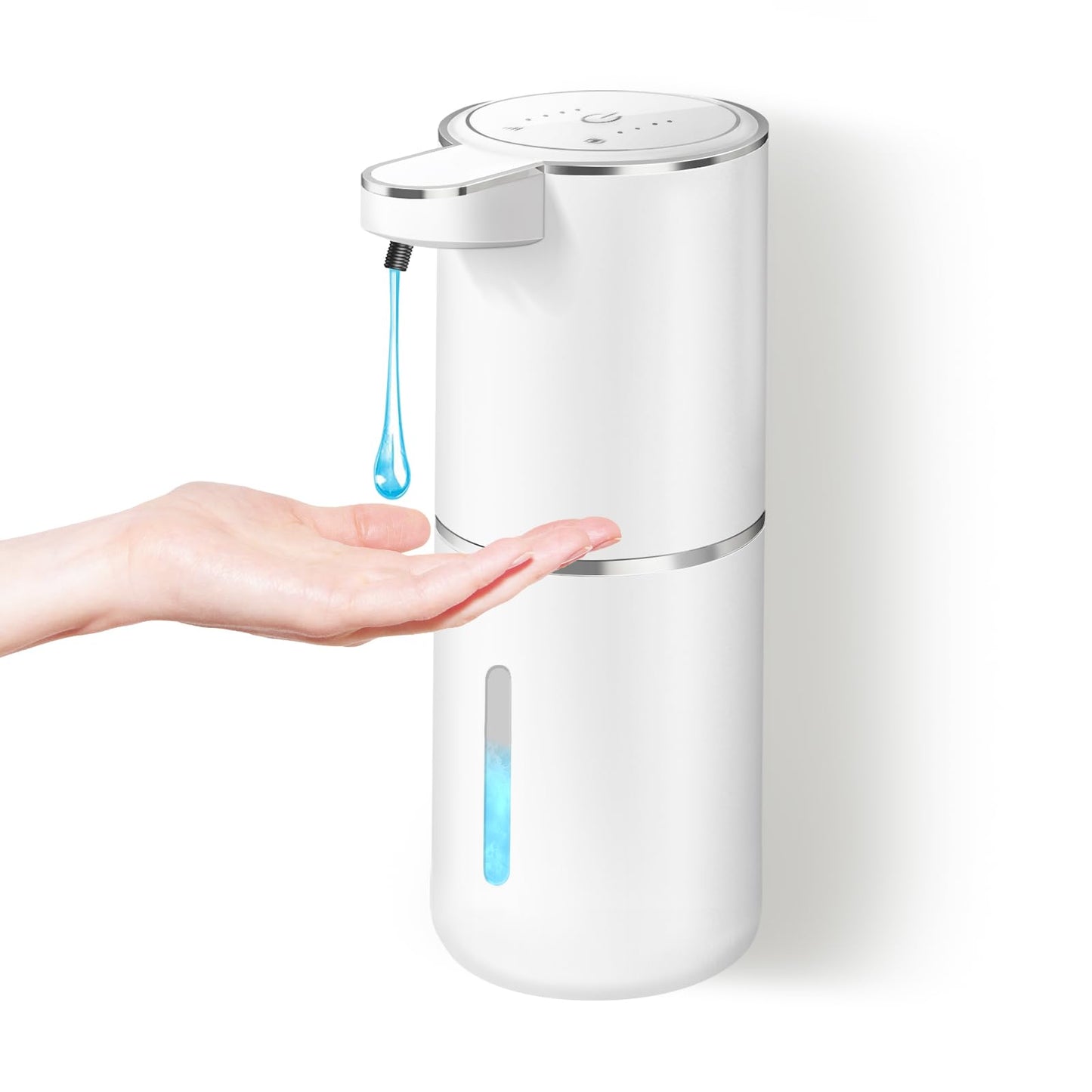 Seifenspender Automatisch, Dalugo USB C Wiederaufladbar Seifenspender Wandbefestigung 380ml Elektrischer Seifenspender mit Sensor, 4 Stufen Verstellbar Seifenspender Weiß für Küche Badezimmer