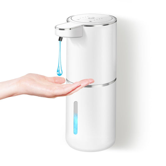 Seifenspender Automatisch, Dalugo USB C Wiederaufladbar Seifenspender Wandbefestigung 380ml Elektrischer Seifenspender mit Sensor, 4 Stufen Verstellbar Seifenspender Weiß für Küche Badezimmer