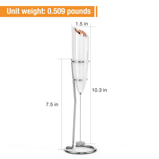 SIMPLETASTE Milchaufschäumer Handheld Batteriebetriebener Elektrischer Schaumbereiter, Getränkemixer mit Edelstahl-Schneebesen und Ständer für Cappuccino, Kugelsicherer Kaffee, Latte