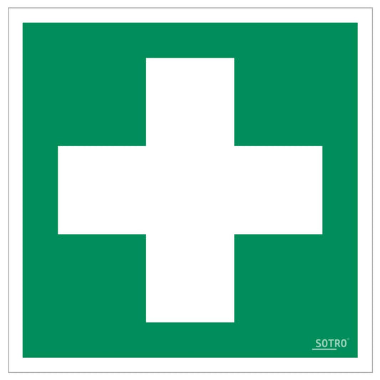 Erste Hilfe Aufkleber Sticker Zeichen Grünes Kreuz Hinweisschild, 10 St. 10x10 cm