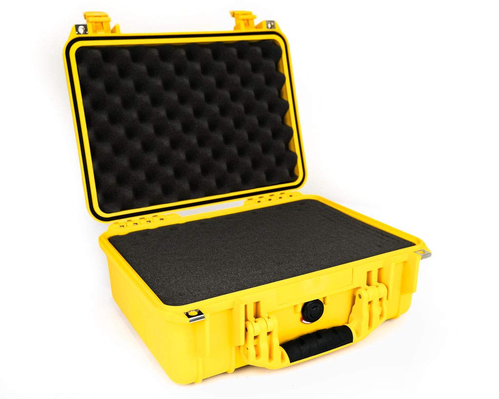 PELI 1450 Bruchfestes Case für Wertvolle Ausrüstung, IP67 Wasser- und Staubdicht, 15L Volumen, Mit Schaumstoffeinlage (anpassbar), Farbe: Gelb