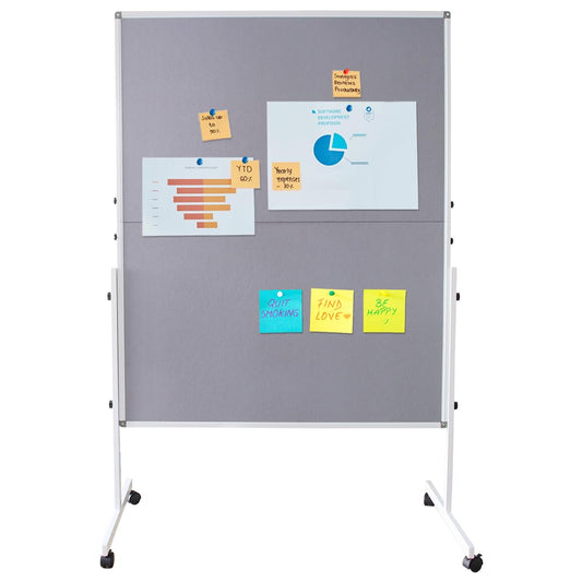DEVELOP Metaplanwand Groß – Mobile Moderationstafel aus Filz mit Rollen, Klappbar & Doppelseitig Benutzbar Pinnwand Room Divider für Projektarbeit & Meetings, 120x150 cm Grau