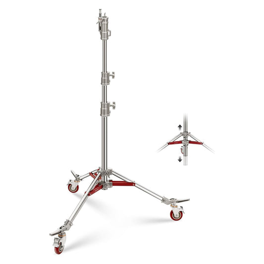 NEEWER Hochleistungs Lichtstativ mit Rollen, Edelstahl Lampenstativ 1-1/8" Junior Empfänger, Federbelasteter 5/8" Babybolzen Max.Belastung 77lb, 240cm Junior Rollständer für Softbox Reflektor ST240SS