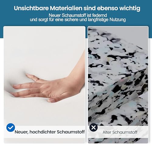 Yaheetech Bürostuhl Ergonomisch, Schreibtischstuhl mit Hochklappbaren Armlehnen, Drehstuhl mit Rückenlehne und Verstellbarer Kopfstütze, bis 136 kg Belastbar Schwarz