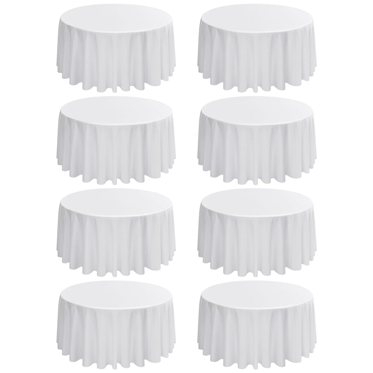 8er-Pack weiße runde Tischdecken, 120 Zoll/ 305 cm Polyester-Stoff-Tischdecke, waschbare Stoff-Tischdecke für Hochzeitsbankette, Restaurant-Buffet-Partys und Camping