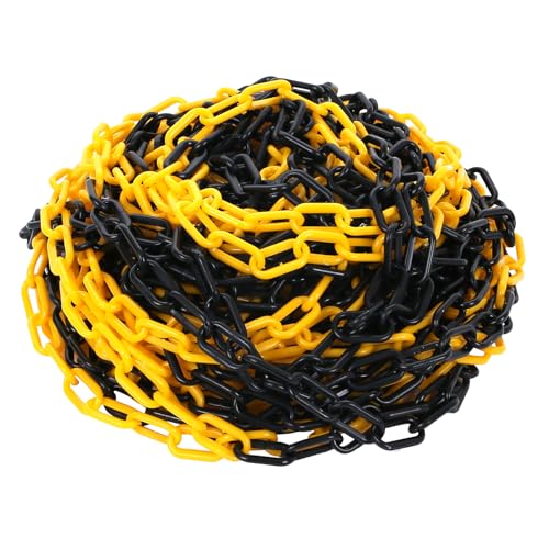 szkoo 61m Absperrkette Kettensperre, Schwarz-Gelb Absperrkette Kunststoff Absperrketten für Warnsicherheit, Menschensteuerung, Verkehr, Warteschlange Linie