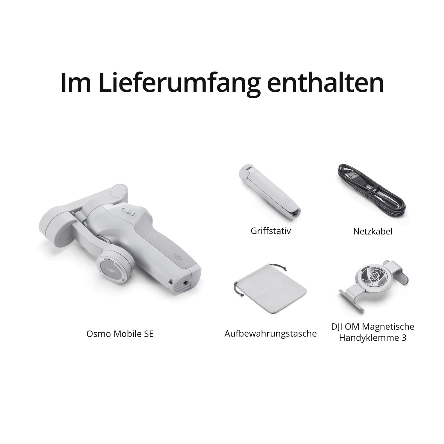 DJI OSMO Mobile SE Smartphone-Gimbal, 3-Achsen-Stabilisierung, handlich und, Android- iPhone-Gimbal mit ShotGuides, ActiveTrack 5.0, Vlog-Stabilisator, Athens Grau