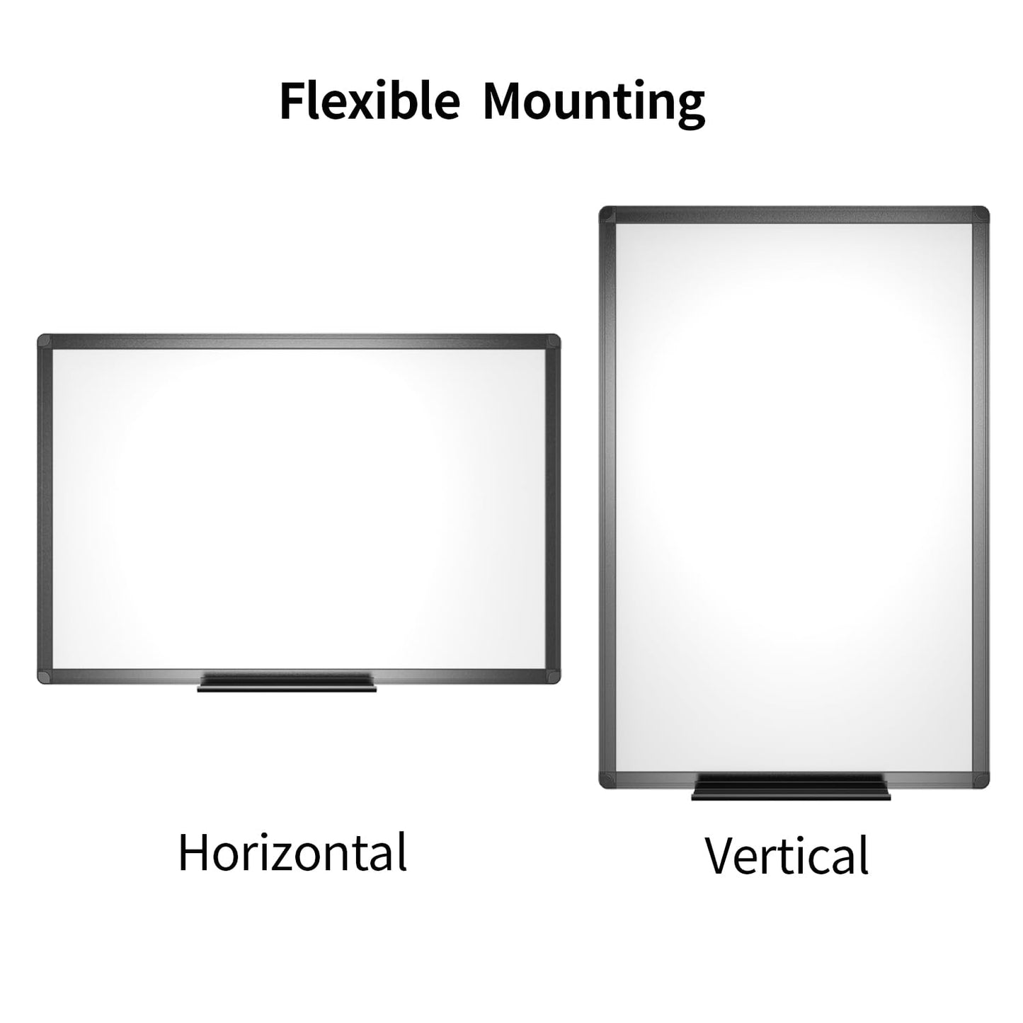 VIZ-PRO Magnetisches, trocken abwischbares Whiteboard 120 x 90 cm, trocken abwischbares Whiteboard mit schwarzem Aluminiumrahmen und Stiftablage