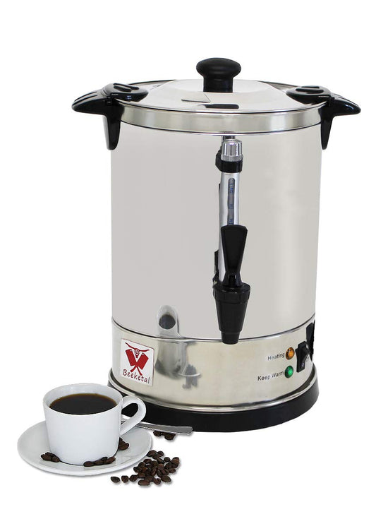 Beeketal 'BGK6' Gastro Rundfilter Kaffeemaschine 6 Liter, Edelstahl Filterkaffeemaschine doppelwandig mit 2 Heizsystemen (Brühen/Warmhalten), Füllstandsanzeiger und rosftreiem Permanent-Filter
