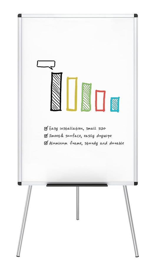 VIZ-PRO Whiteboard/Flipchart-Staffelei, höhenverstellbar, nicht magnetisch, trocken abwischbar, 90 x 60 cm