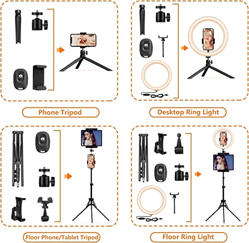 PEYOU Ringlicht mit Stativ Handy,[Tablet-Halter] LED Ringlight mit Tischstativ(12"/185cm),1 Satz für alle Geräte,für YouTube, Selfie, Live-Stream, Makeup,Fotografie,Kompatibel mit Smartphone, USB