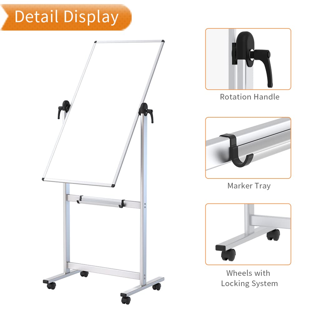 VIZ-PRO Mobiles Whiteboard/Doppelseitige Whiteboard- mit Alurahmen, magnetisch - 120 x 60 cm