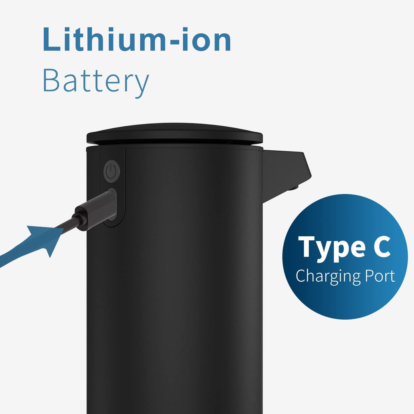 AIKE Seifenspender Automatisch Edelstahl mit Sensor Infrarot, 280ml Berührungsloser Automatischer Seifenspender USB-Aufladung