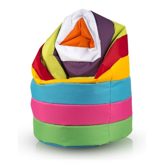 Ecopuf Sitzsack L Streifen - Outdoor und Indoor Polyester Bean-Bag mit Anti-Verlust Reißverschluss - 70x110 cm