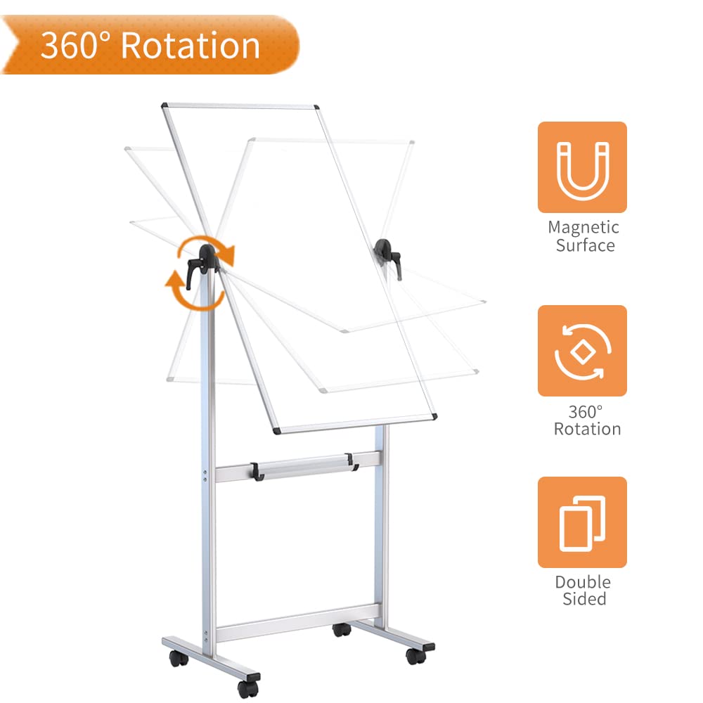 VIZ-PRO Mobiles Whiteboard/Doppelseitige Whiteboard- mit Alurahmen, magnetisch - 120 x 60 cm