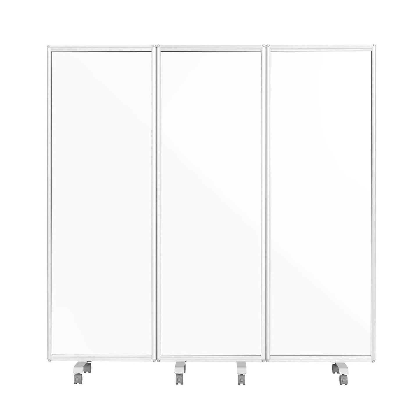 MoB Mobile Trennwand Raumteiler für Büro, Arbeitsplatz Innen faltbare & flexible Präsentationsboard mit beschreibbarer Oberfläche - Whiteboard - Magnetboard (Whiteboard einseitig, 180 x 180 cm)