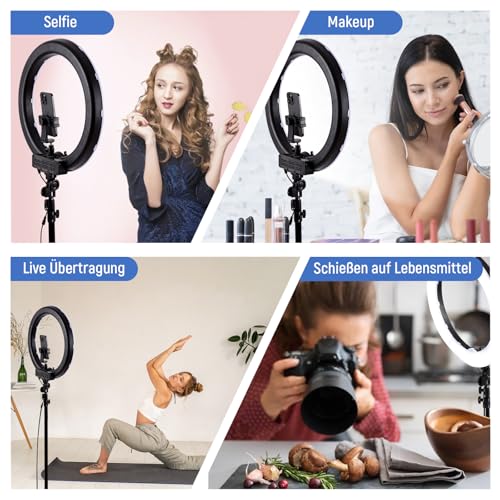 NEEWER Ringlicht mit Stativ Set: 45cm Außen 55W 5600K Dimmbare LED Ringleuchte mit Bluetooth Fernbedienung 75W Ringlicht Soft Cover für Handy/Kamera für YouTube TikTok Self Porträt Foto Make up