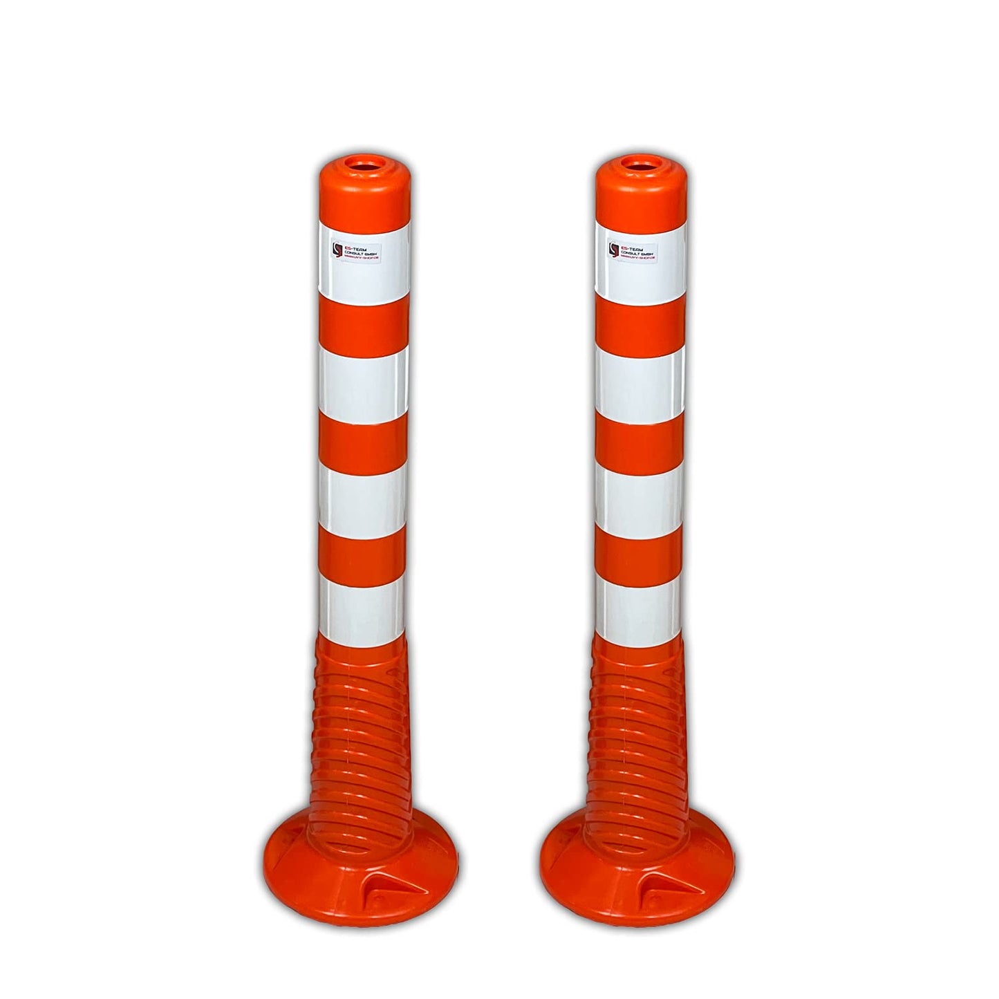 UvV-Flex 2 Stück Set Absperrpfosten Ecoline 75cm orange mit vier Reflexstreifen (RA1) inkl. Befestigungsmaterial - extra leicht, überfahrbar, flexibel und langlebig (2-75cm)