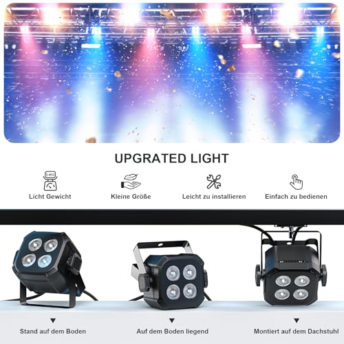 Rtktoup 2PCS RGBW LED Par Scheinwerfer, 40W LED Bühnenlicht DMX 4/8CH mit Fernbedienung Par Strahler, Discolicht Partylicht für DJ Bühne Bar Party Hochzeit Haloween Weihnachten