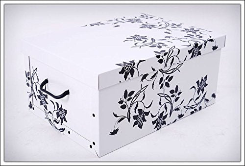 Spetebo 3er Set Aufbewahrungsbox mit Deckel je 51 x 37 cm - Blumenmuster - Stapelbox aus Pappe mit Griffen 45 Liter - Organizer Storage Box Allzweck Spielzeug Kiste Geschenk Karton Barock stapelbar