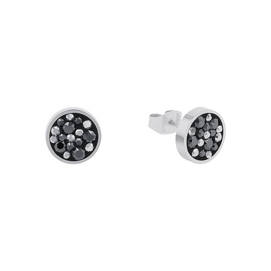 s.Oliver Ohrstecker Edelstahl Damen Ohrschmuck, mit Kristall, 1 cm, Grau, Kommt in Schmuck Geschenk Box, 9239467