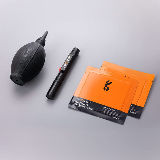 K&F Concept® Objektiv Reinigungsset 3er Foto Reinigungsset für DSLR Kamera Objektive Filter Handys mit Lenspen Reinigungspinsel Blasebalg Mikrofasertuch