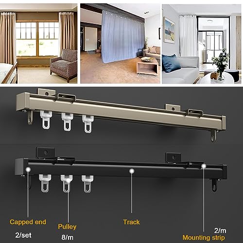 Heavy-Duty Vorhangschiene mit Rollen - 50cm bis 600cm verstellbare Decken- und Wandmontageschienen für Wohnzimmer, Schlafzimmer, Home Office und Raumteiler