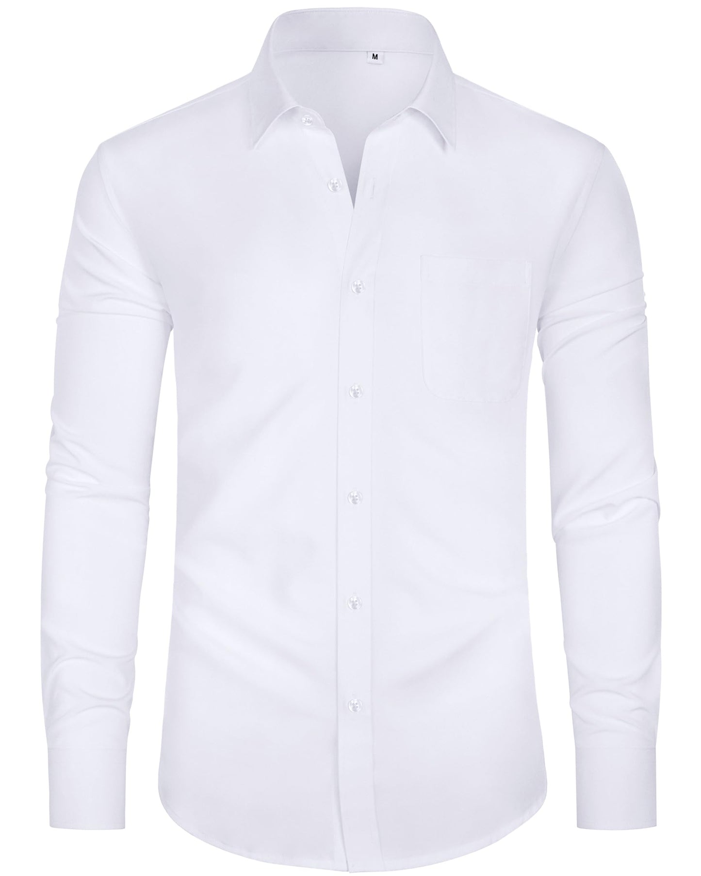 J.VER Hemd Herren Langarm Bügelfrei Business Hemd Regular Fit Anzug Freizeithemden Elastiscer Modische Herren Hemden,Weiß,L