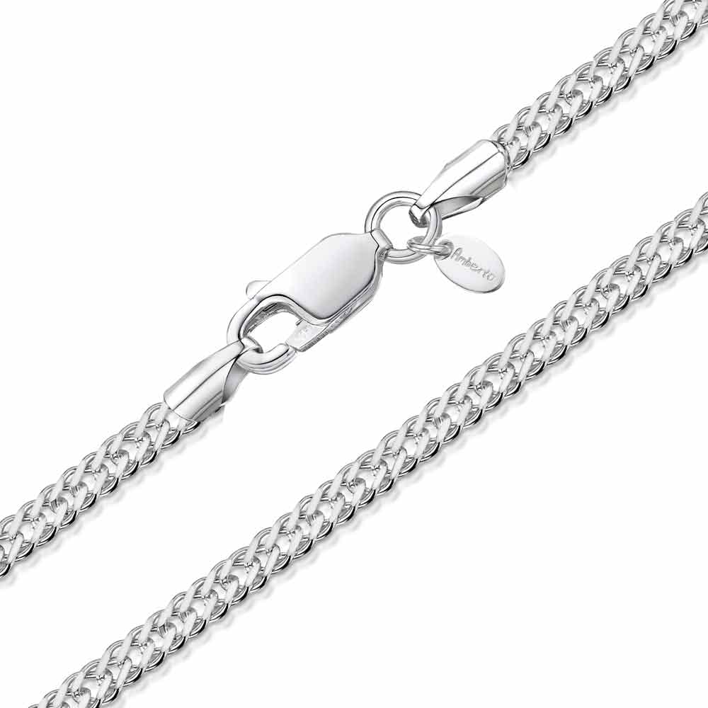 Amberta 925 Sterlingsilber Damen-Halskette - Rhombus Panzerkette - 2 mm Breite - Verschiedene Längen: 40 45 50 55 cm (50cm)