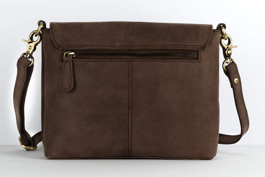 Holzrichter BERLIN Umhängetasche No 1-2 (M) dunkelbraun - Kleine Handtasche für Damen handgefertigt aus Premium-Leder…