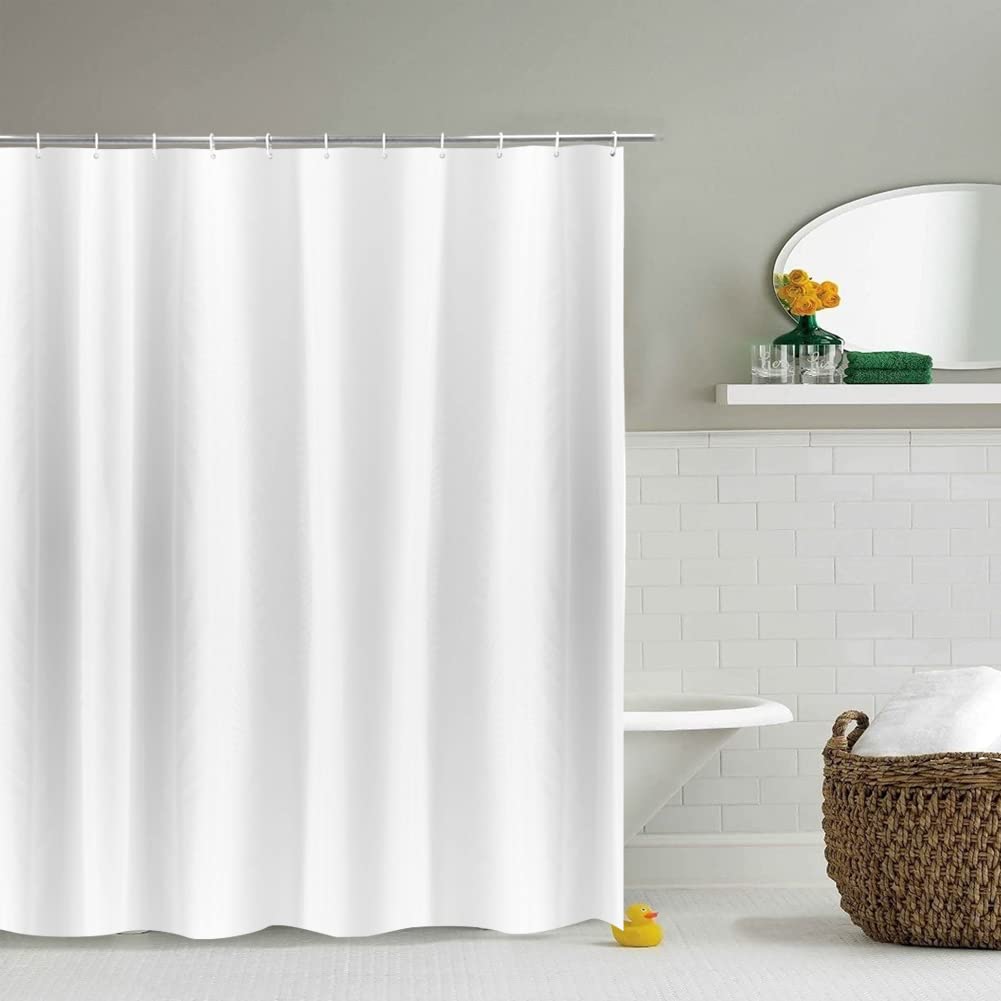 YISURE Duschvorhang 200x200 Weiß Antischimmel, Textil Polyester Stoff Duschvorhang mit Magnet für badewanne wasserabweisend maschinenwaschbar, Breite 200 x Höhe 200cm