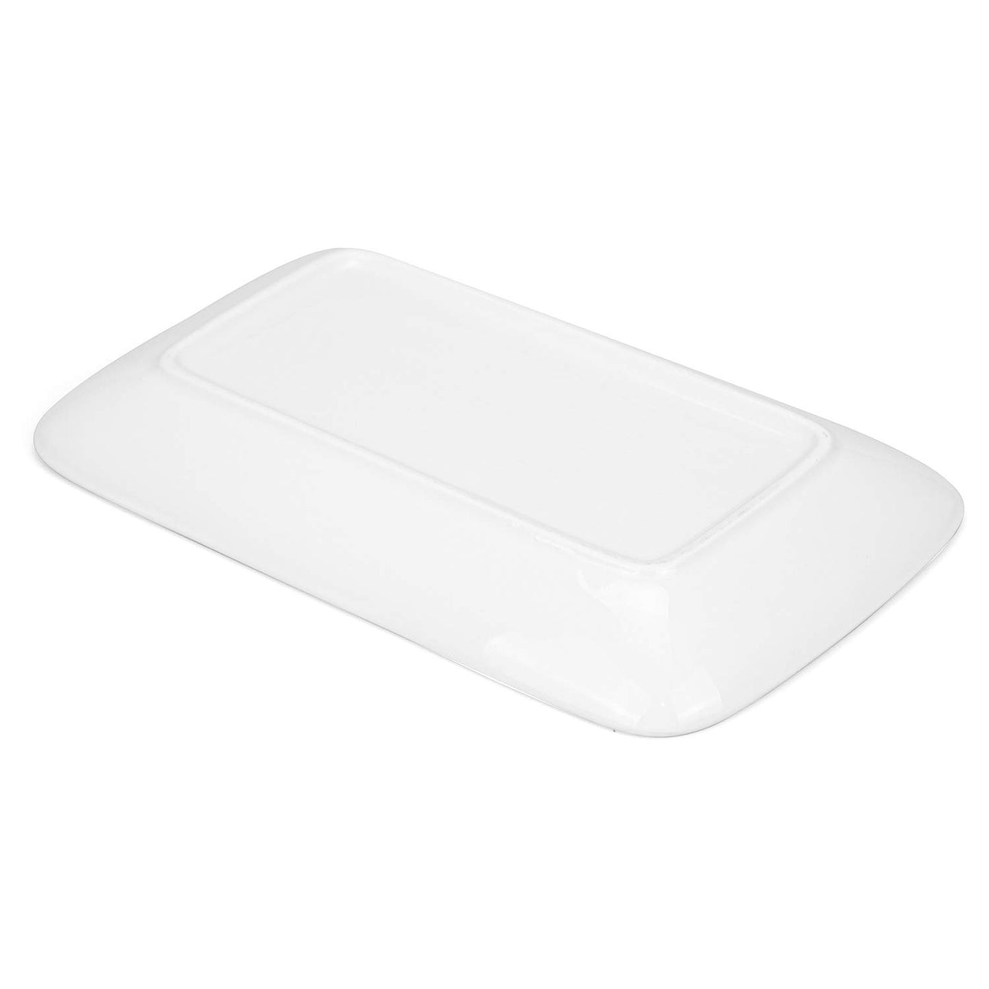 Foraineam Set mit 8 Stück Rechteckige Porzellanteller 8inch Servierplatte Porzellanplatten für Dessert, Vorspeisen, Salatteller, Weiße Serviertabletts, 20x12x2.5 cm