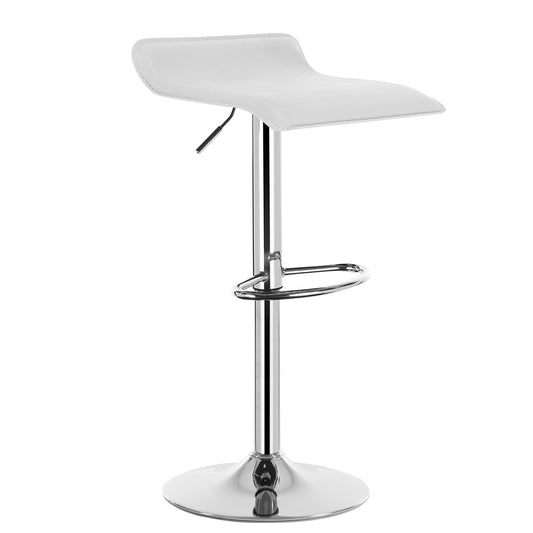 WOLTU Design Hocker Barhocker, stufenlose Höhenverstellung, verchromter Stahl, Antirutschgummi, pflegeleichter Kunstleder, gut gepolsterte Sitzfläche, Weiss