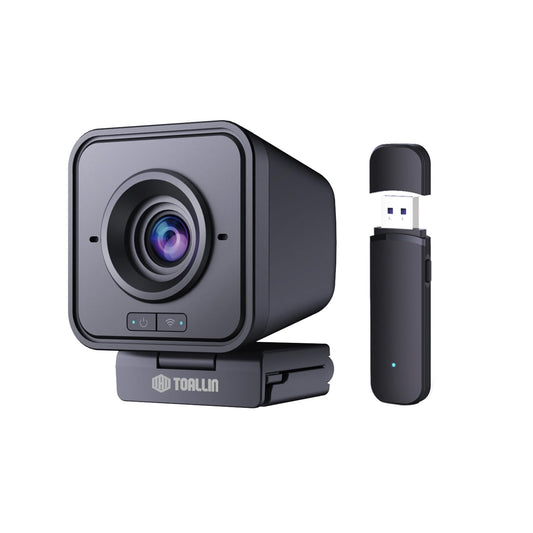 TOALLIN Kabellose Webcam für PC, 1080P Full HD Wireless Webcam, integriertes Mikrofon mit Geräuschunterdrückung, kabellose Computerkamera für Videokonferenzen/Live-Streaming/Online-Videoanrufe