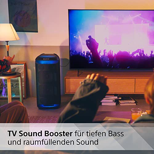 Sony SRS-XV800 - Bluetooth, Party Box Lautsprecher, Kraftvoller 360° Sound, tragbar, 5 Front-/2 Rücklautsprecher, MEGA Bass, 25h Akkulaufzeit, LED Licht, IPX4 wasserdicht, Schnellladung– Schwarz