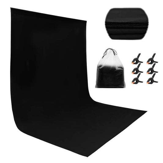 Miorkly 1,8×2,8m Schwarz Fotohintergrund,Verdicken Blackscreen Background, Faltbare Black Rollup Stoff Foto Hintergrund,für Fotowand Fotostudio Fotografie Hintergrundsystem(6 Clip,1 Tasche)