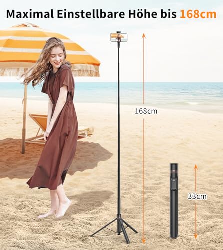 TONEOF 168cm Automatisches Selfie Stick Handy Stativ, Handykamera Halterung mit Magnetischer Wiedera