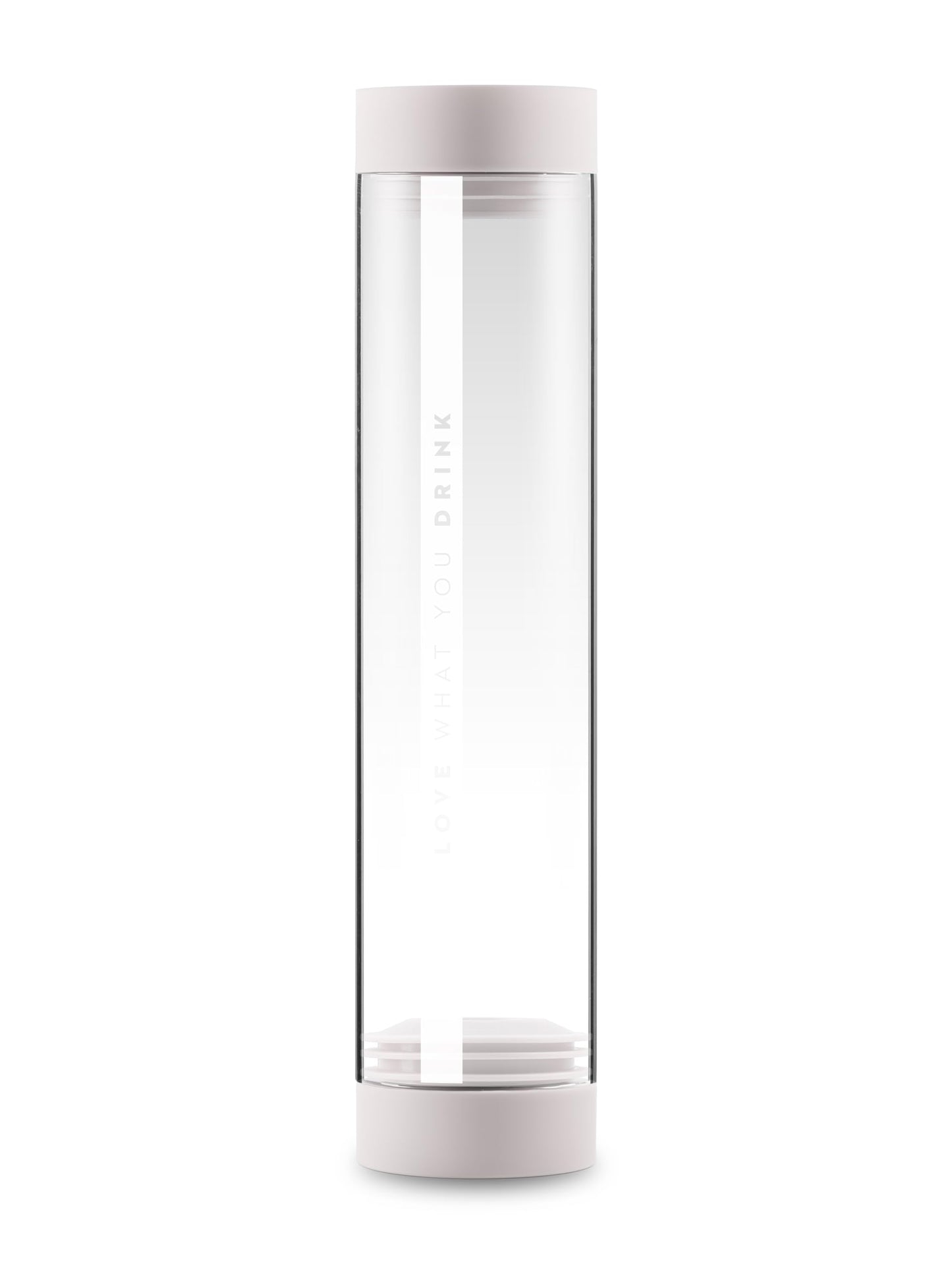 VitaJuwel Sana WELLNESS cloud white | Karaffe aus Glas mit Edelsteinen (Amethyst, Rosenquarz & Bergkristall) – beruhigend, ausgleichend, entspannend