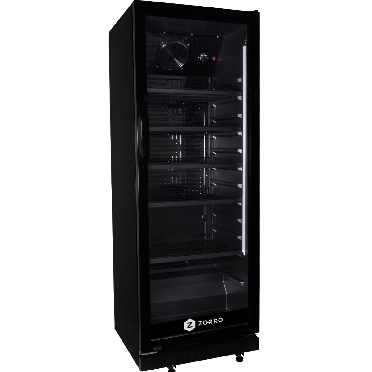 ZORRO - Getränkekühlschrank ZKB 360 - schwarz - Flaschenkühlschrank - Kühlschrank mit Glastüre - Gastro Getränkekühler - Partykühlschrank