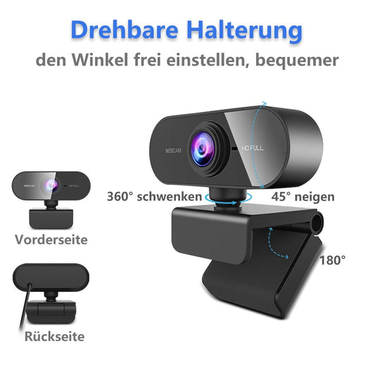 DDKJ Webcam mit Mikrofon,1080P Full HD Kamera PC Laptop,USB Web Cam Plug&Play,Externe Streaming Camera,Mini Facecam Videokonferenz Face Cam für Computer MacBook Microsoft Teams Gaming Meeting Live