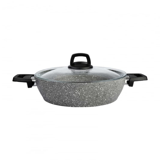 KARACA Gris Bio Granit 7-Teiliges, Topfset/Pfannensets, Antihaftbeschichtung, Topf Pfannenset mit Glasdeckeln, Kochgeschirr Set, Kochtopfsets, 3 Topf mit Glasdeckel + Pfannen