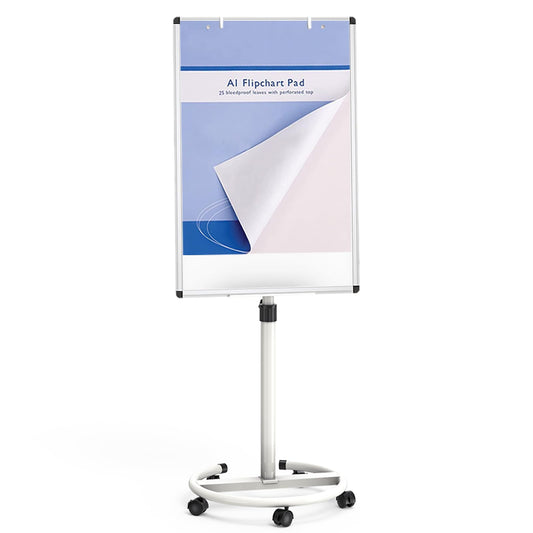 VIZ-PRO ECO Magnetische Mobile Whiteboard, 90 x 60 cm, Staffelei Flipchart Ständer Rollendes Trockenlöschbrett mit Papierblöcken