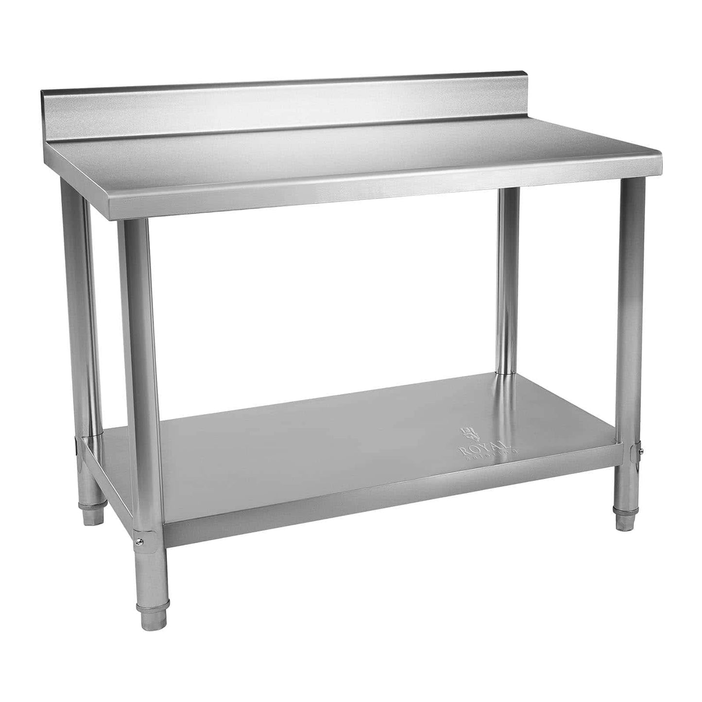 Royal Catering RCAT-100/70-N Höhenverstellbarer Edelstahlarbeitstisch, 100x70x85 cm, mit Aufkantung, Stabiler Küchentisch für Innen und Outdoor