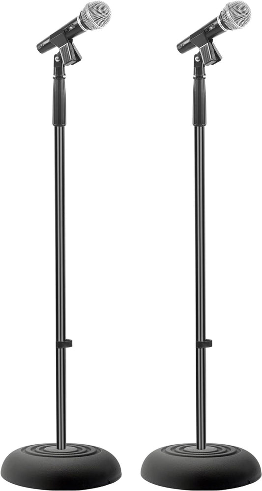 Pyle Mikrofonständer - microphone stand, mic stand, Universelles Mikrofonstativ mit kompakter Basis, Höhenverstellbar von 85 bis 152 cm, mit robustem Standfuß für Studio und Bühne, Standmikrofon, Pair